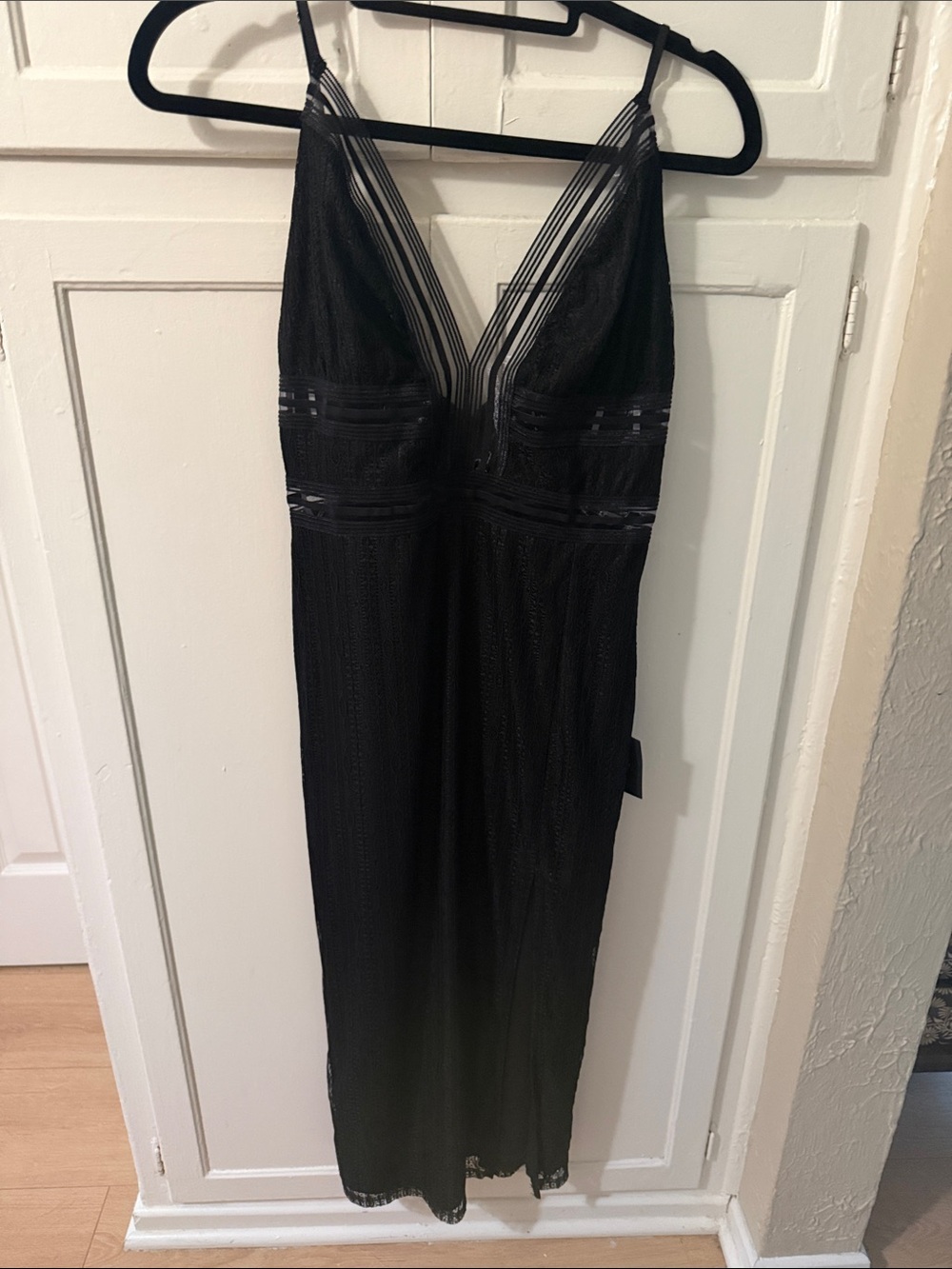 Lulu's Black Sheer Maxi Slip Dress with Delicate Straps